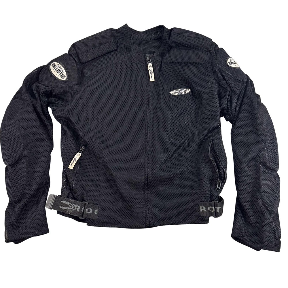 Joe Rocket Jacket Mens Large Black Ballistic Mesh Armored Motorcycle Riding